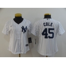 Nike Women's New York Yankees#45 Gerrit Cole White Name On Back Baseball Jersey