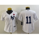 Women's New York Yankees #11 Anthony Volpe White Rose No Name Stitched Nike Cool Base Jersey