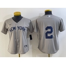 Women's New York Yankees #2 Derek Jeter Gray Field of Dreams Cool Base Jersey