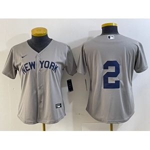 Women's New York Yankees #2 Derek Jeter Gray Field of Dreams Cool Base Jersey
