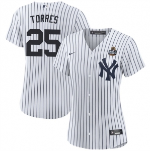 Women's New York Yankees #25 Gleyber Torres White 2024 World Series Cool Base Stitched Baseball Jersey