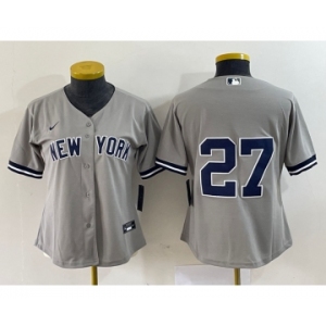 Women's New York Yankees #27 Giancarlo Stanton Grey No Name Stitched Cool Base Jersey
