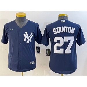 Women's New York Yankees #27 Giancarlo Stanton Navy Cool Base Stitched Baseball Jersey