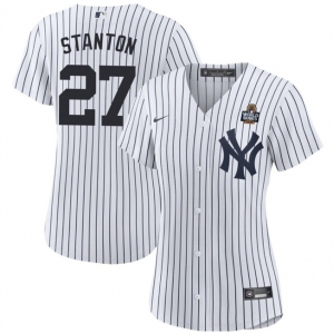 Women's New York Yankees #27 Giancarlo Stanton White 2024 World Series Cool Base Stitched Baseball Jersey