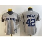 Women's New York Yankees #42 Mariano Rivera Grey Cool Base Stitched Baseball Jersey