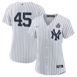 Women's New York Yankees #45 Gerrit Cole White 2024 World Series Cool Base Stitched Baseball Jersey