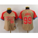 Women's New York Yankees #99 Aaron Judge Number Cream 2024 All Star Limited Stitched Jersey