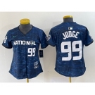 Women's New York Yankees #99 Aaron Judge Number Royal 2023 All Star Cool Base Stitched Baseball Jersey