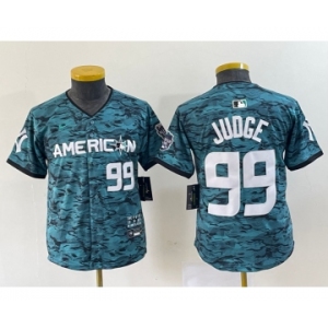 Women's New York Yankees #99 Aaron Judge Number Teal 2023 All star Cool Base Stitched Baseball Jersey