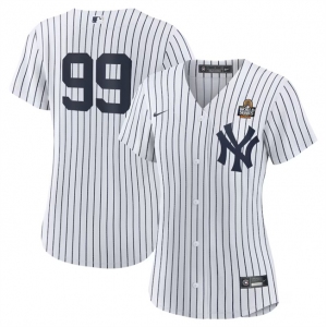 Women's New York Yankees #99 Aaron Judge White 2024 World Series Cool Base Stitched Baseball Jersey