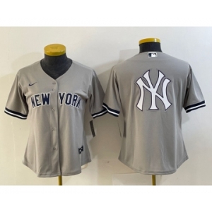 Women's New York Yankees Blank Gray Stitched MLB Cool Base Nike Jersey1