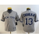 Youth New York Yankees #13 Jazz Chisholm Jr. Grey Cool Base Stitched Baseball Jersey
