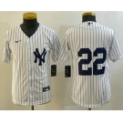 Youth New York Yankees #22 Jacoby Ellsbury White Jersey