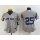 Youth New York Yankees #25 Gleyber Torres Gray Stitched Cool Base Nike Jersey