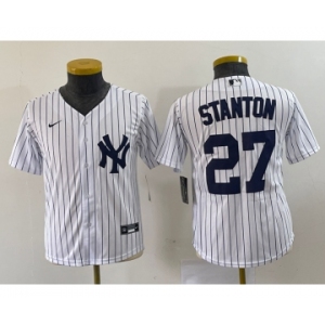 Youth New York Yankees #27 Giancarlo Stanton White Stitched Cool Base Nike Jersey