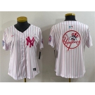 Youth New York Yankees Team Big Logo White Pink Pinstripe Limited Stitched Baseball Jersey