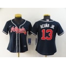 Nike Women's Atlanta Braves #13 Ronald Acuna Jr. Authentic Dark Blue Alternate Cool Base Baseball Jersey