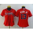 Nike Women's Atlanta Braves #13 Ronald Acuna Jr. Authentic Red Alternate Cool Base Baseball Jersey