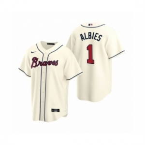 Women Atlanta Braves #1 Ozzie Albies Nike Cream 2020 Replica Alternate Jersey