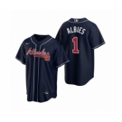 Women Atlanta Braves #1 Ozzie Albies Nike Navy 2020 Replica Alternate Jersey