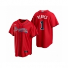 Women Atlanta Braves #1 Ozzie Albies Nike Red 2020 Replica Alternate Jersey