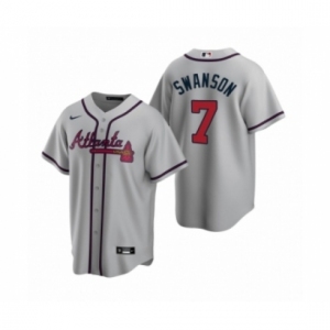 Women Atlanta Braves #7 Dansby Swanson Nike Gray 2020 Replica Road Jersey