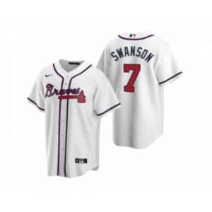 Women Atlanta Braves #7 Dansby Swanson Nike White 2020 Replica Home Jersey