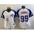 Women's Atlanta Braves #99 Spencer Strider Number White 2023 City Connect Cool Base Stitched Jersey