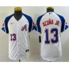 Youth Atlanta Braves #13 Ronald Acuna Jr Number White 2023 City Connect Cool Base Stitched Jersey2