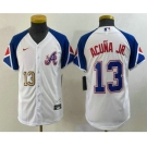 Youth Atlanta Braves #13 Ronald Acuna Jr Number White 2023 City Connect Cool Base Stitched Jersey