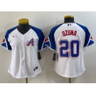 Youth Atlanta Braves #20 Marcell Ozuna Number White 2023 City Connect Cool Base Stitched Jersey