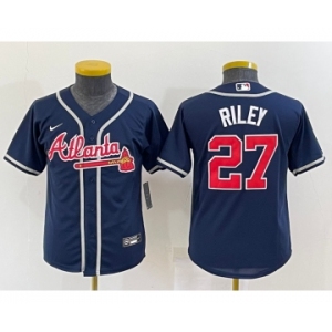 Youth Atlanta Braves #27 Austin Riley Navy Blue Stitched MLB Cool Base Nike Jersey