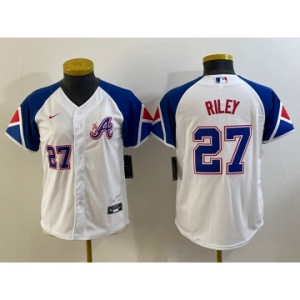 Youth Atlanta Braves #27 Austin Riley Number White 2023 City Connect Cool Base Stitched Jerseys