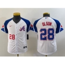 Youth Atlanta Braves #28 Matt Olson Number White 2023 City Connect Cool Base Stitched Jersey2