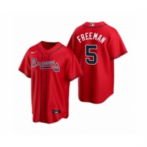 Youth Atlanta Braves #5 Freddie Freeman Nike Red 2020 Replica Alternate Jersey