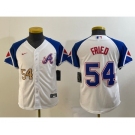 Youth Atlanta Braves #54 Max Fried Number White 2023 City Connect Cool Base Stitched Jersey1