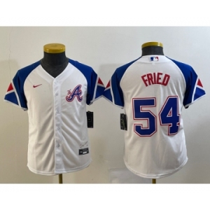 Youth Atlanta Braves #54 Max Fried White 2023 City Connect Cool Base Stitched Jersey