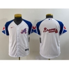 Youth Atlanta Braves Big Logo White 2023 City Connect Cool Base Stitched Jersey