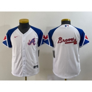 Youth Atlanta Braves Big Logo White 2023 City Connect Cool Base Stitched Jersey