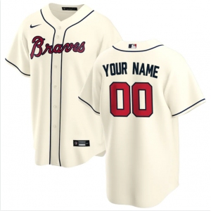 Men's Atlanta Braves Custom Nike Cream Authentic Cool Base Baseball Jersey