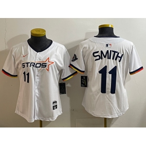 Youth Houston Astros #11 Cam Smith White 2025 City Connect Limited Stitched Baseball Jersey2