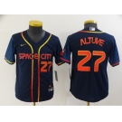 Youth Houston Astros #27 Jose Altuve Number 2022 Navy Blue City Connect Cool Base Stitched Jersey