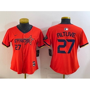 Youth Houston Astros #27 Jose Altuve Orange 2025 City Connect Limited Stitched Baseball Jersey