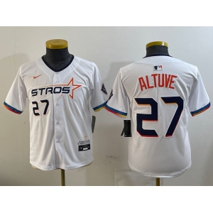Youth Houston Astros #27 Jose Altuve White 2025 City Connect Limited Stitched Baseball Jersey1