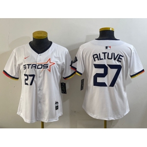 Youth Houston Astros #27 Jose Altuve White 2025 City Connect Limited Stitched Baseball Jersey2
