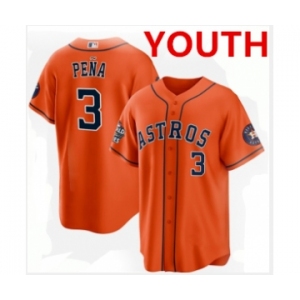 Youth Houston Astros #3 Jeremy Peña Orange 2022 World Series Home Stitched Baseball Jersey