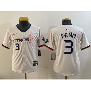 Youth  Houston Astros #3 Jeremy Pena Cream 2025 City Connect Limited Stitched Baseball Jersey
