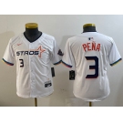 Youth  Houston Astros #3 Jeremy Pena White 2025 City Connect Limited Stitched Baseball Jersey