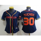 Youth Houston Astros #30 Kyle Tucker 2022 Navy Blue City Connect Cool Base Stitched Jersey