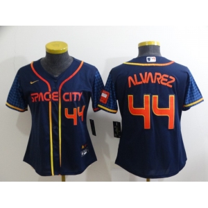 Youth Houston Astros #44 Yordan Alvarez Number 2022 Navy Blue City Connect Cool Base Stitched Jersey